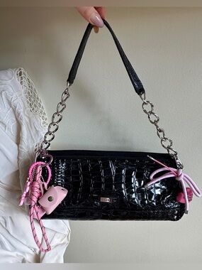 Elegant Black Croc-Embossed Shoulder Bag Joanel for Elle - Signature Y2K